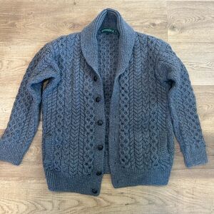 Ireland Eye cable knit wool boyfriend cardigan chunky sweater